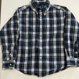 Ralph Lauren Kids Blue and Green Plaid Button Down Shirt